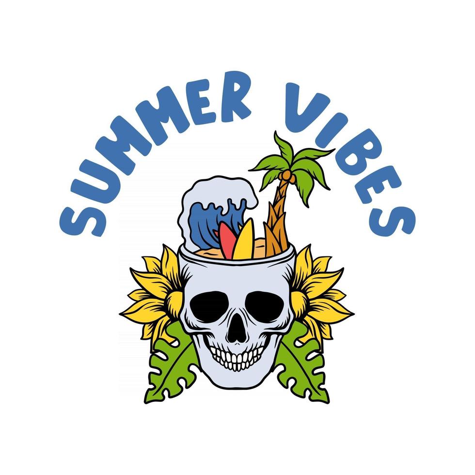 Skull summer beach vector