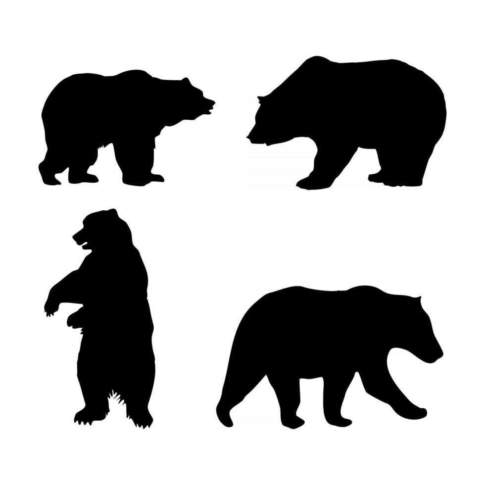 conjunto, de, oso, silueta, vector