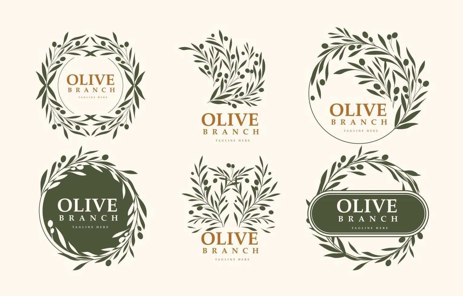 logotipo de oliva de diseño minimalista con color verde vector