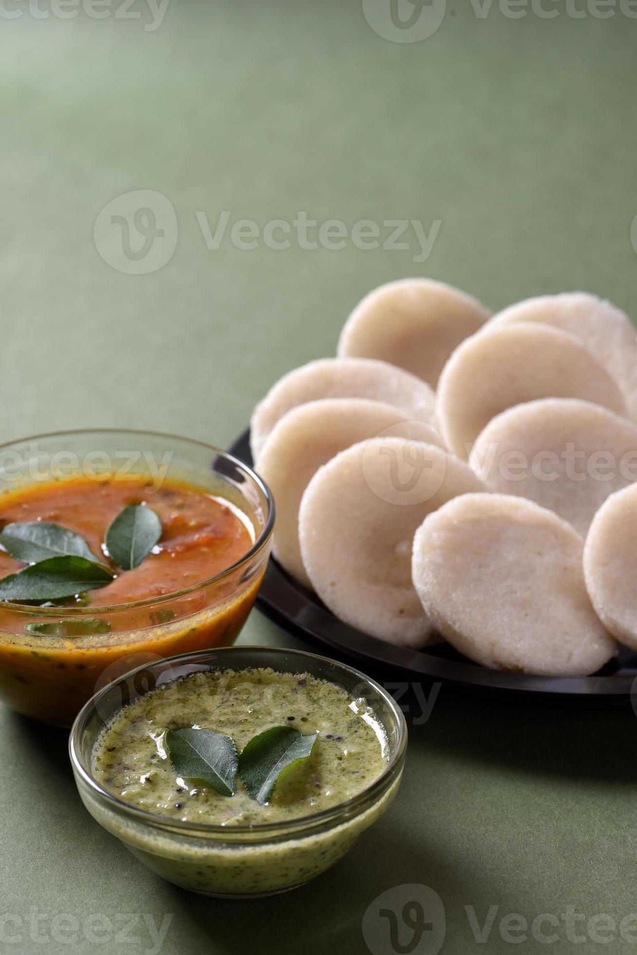 Idli with Sambar and coconut chutney, Indian Dish south Indian