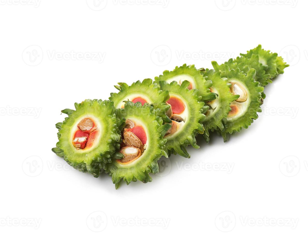 Bitter melon or bitter gourd on white background. photo