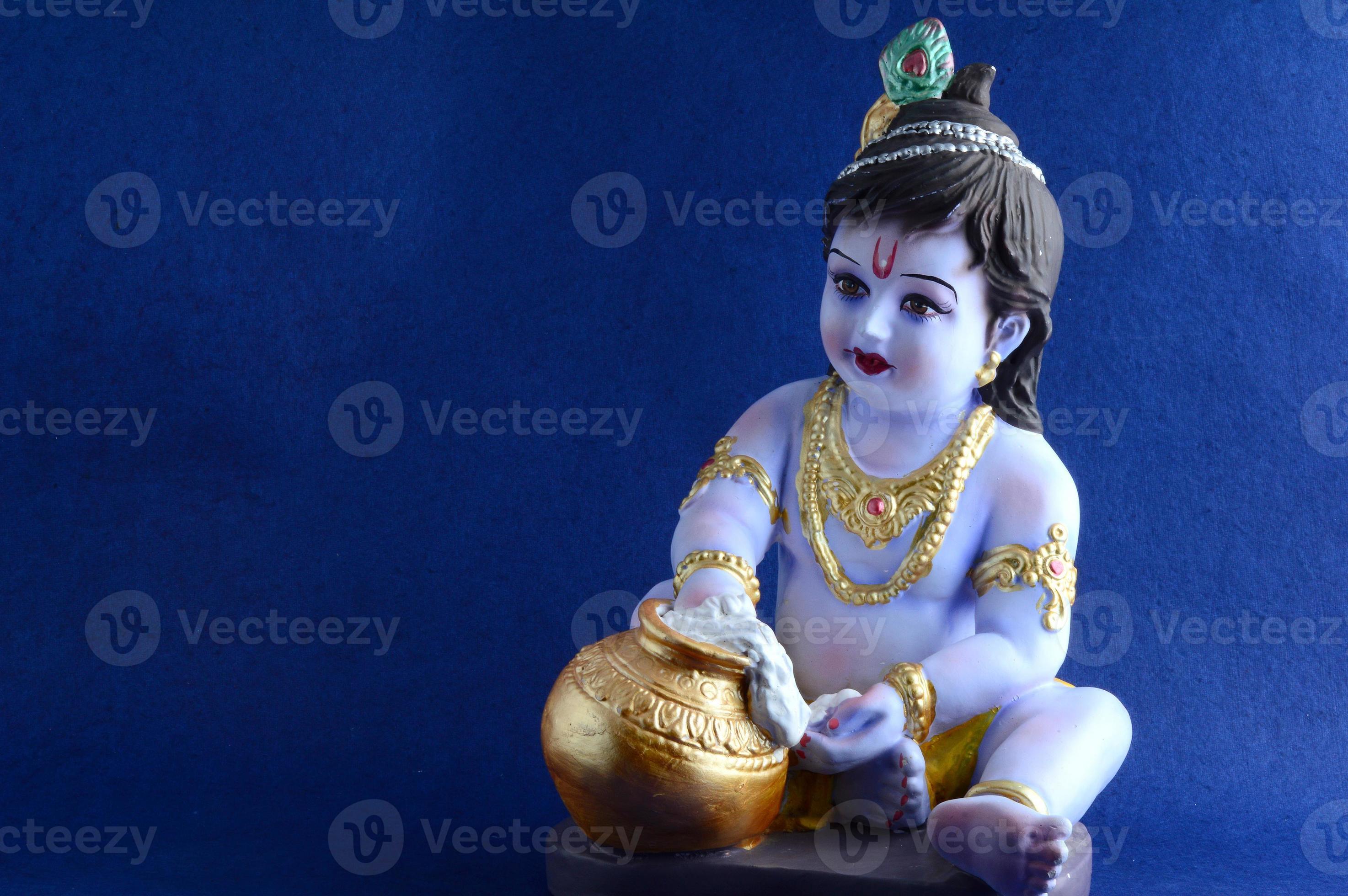 Hindu God Krishna on blue background 2859004 Stock Photo at Vecteezy