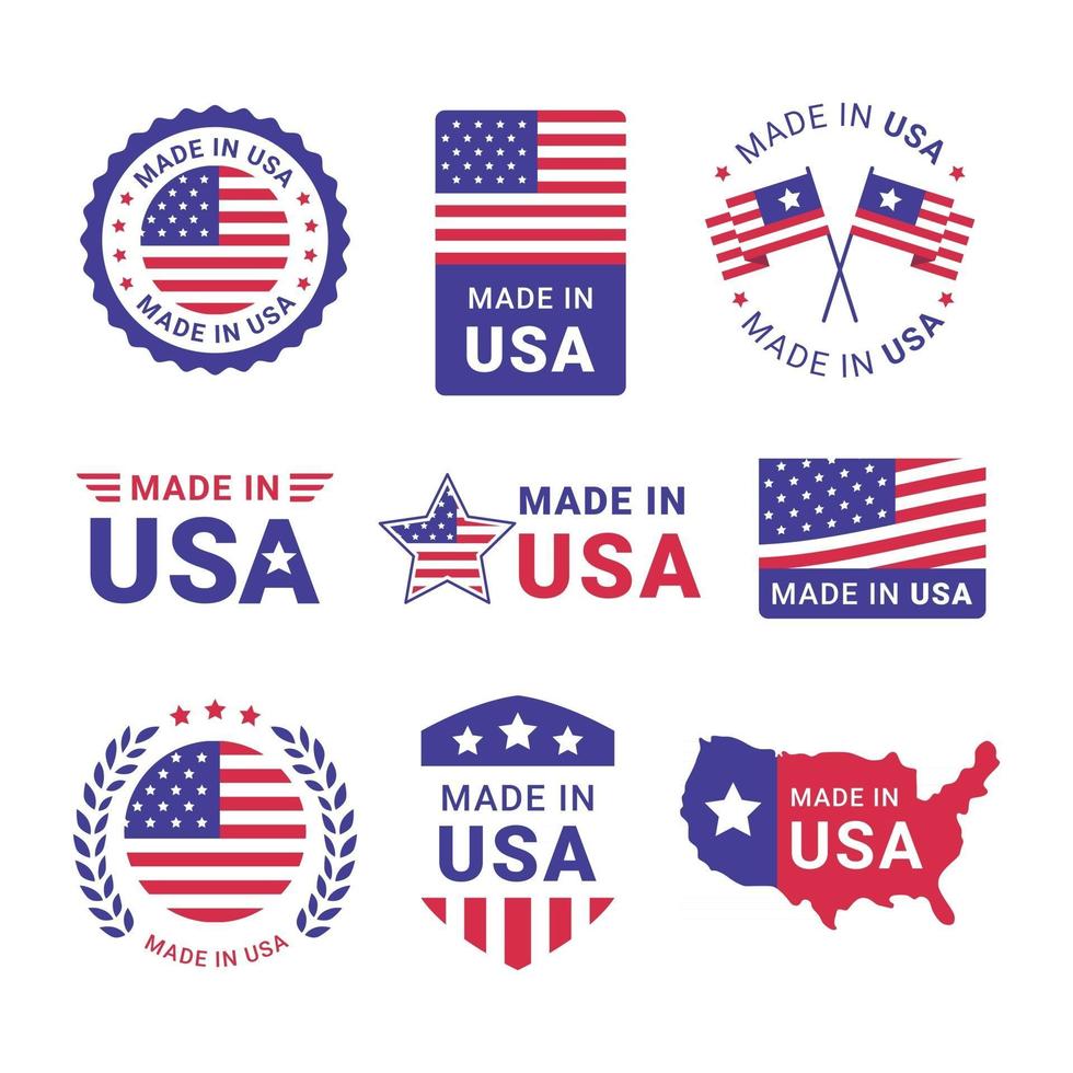 Set of Made in USA Label vector