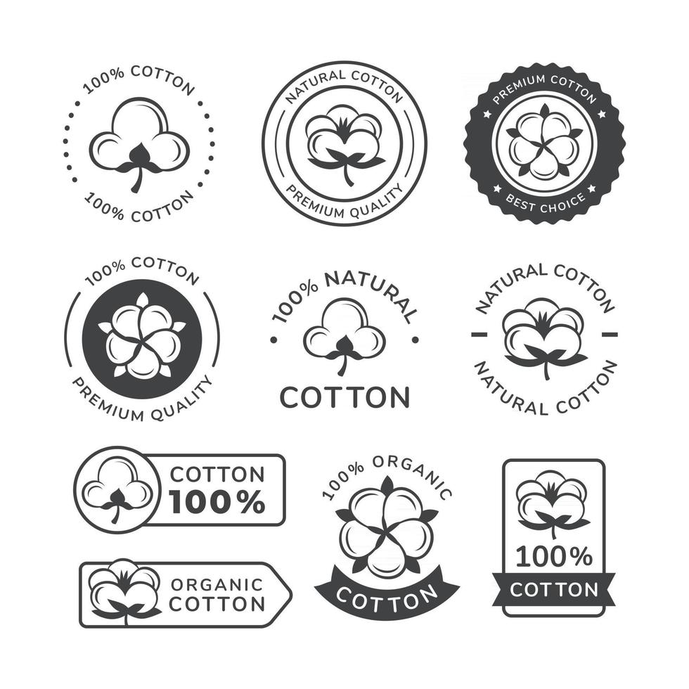 conjunto de etiquetas de algodón natural vector