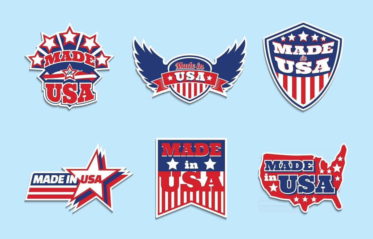 Made In USA Sticker Collection vector