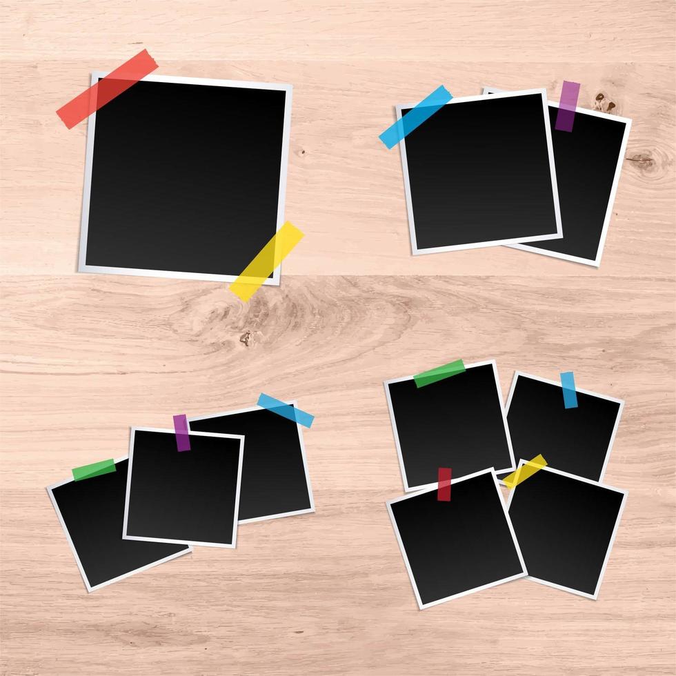 Blank Polaroid with Colorful Tape Templates vector