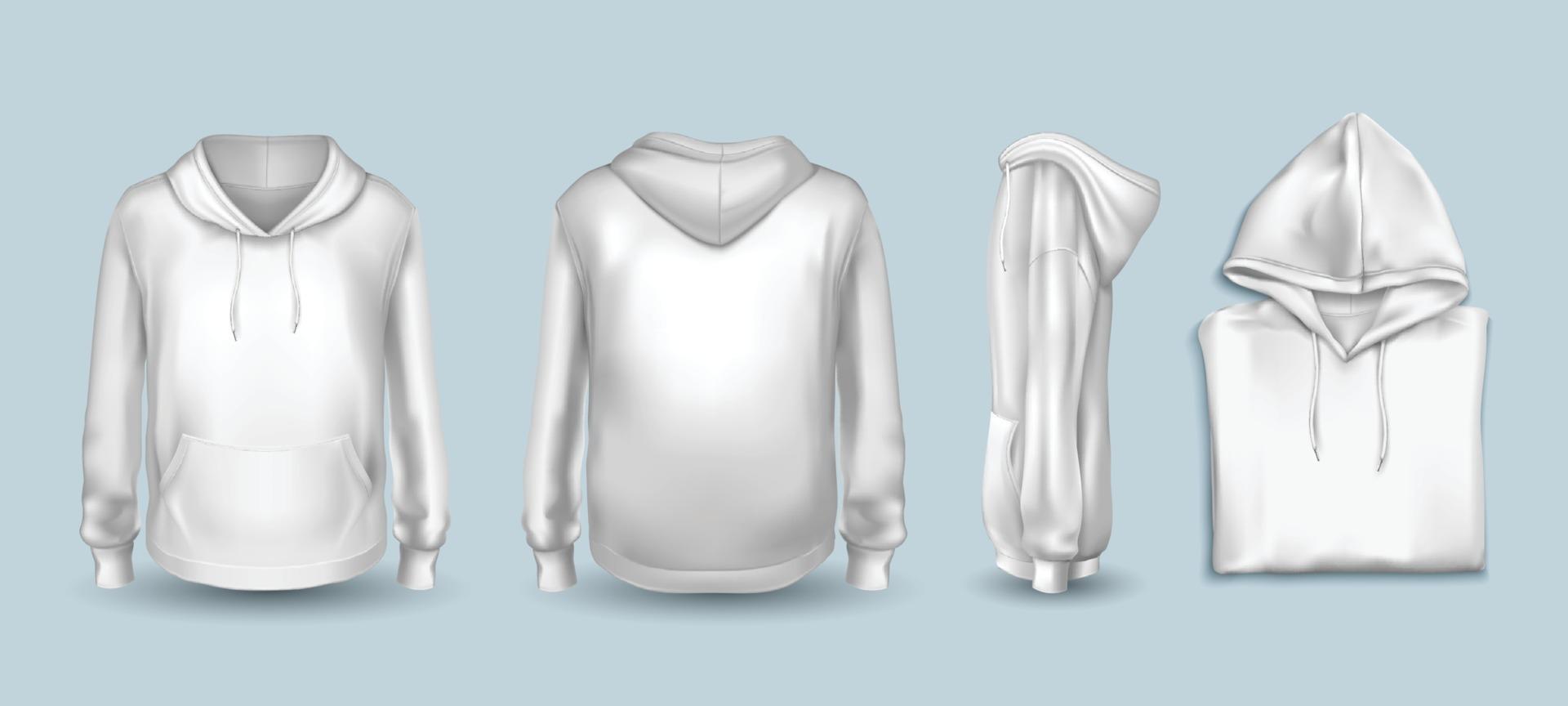 White Hoodie Sweatshirt Template Set vector