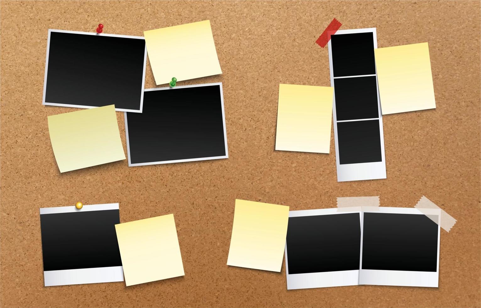 Blank Polaroid Paper with Post Note Template vector