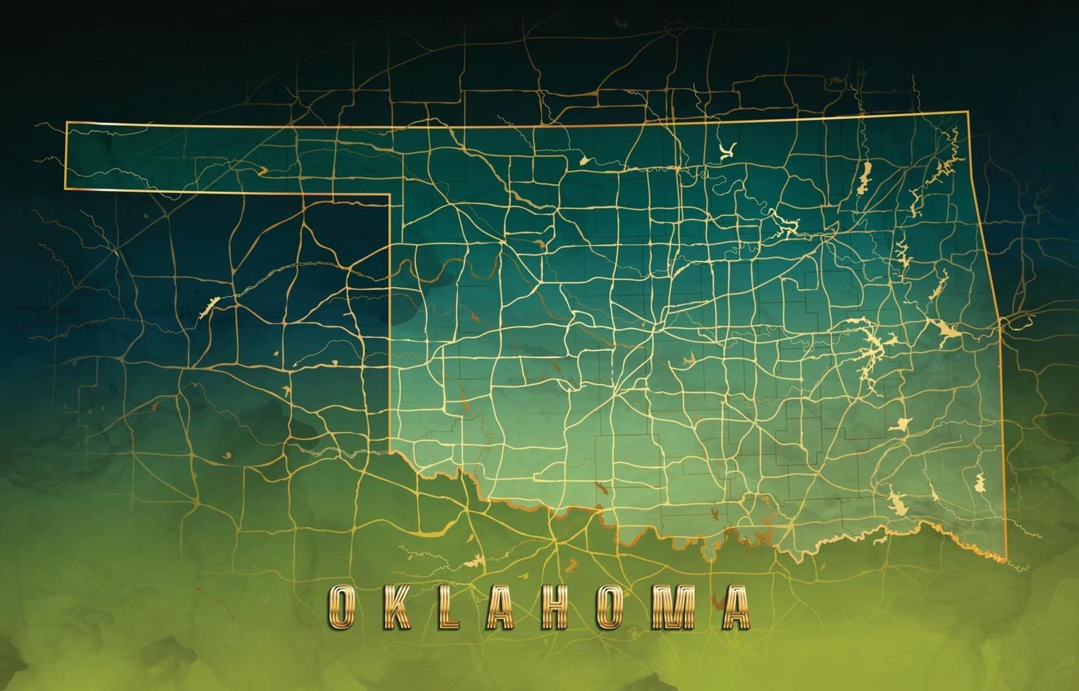 Oklahoma Map Background in Golden Jade Design vector