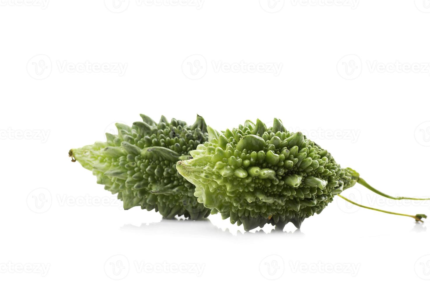 Bitter melon or bitter gourd on white background. photo