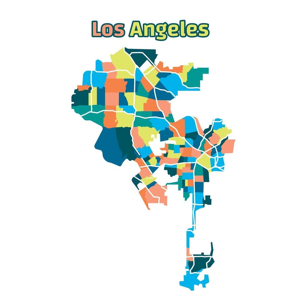 colorido mapa de los angeles vector