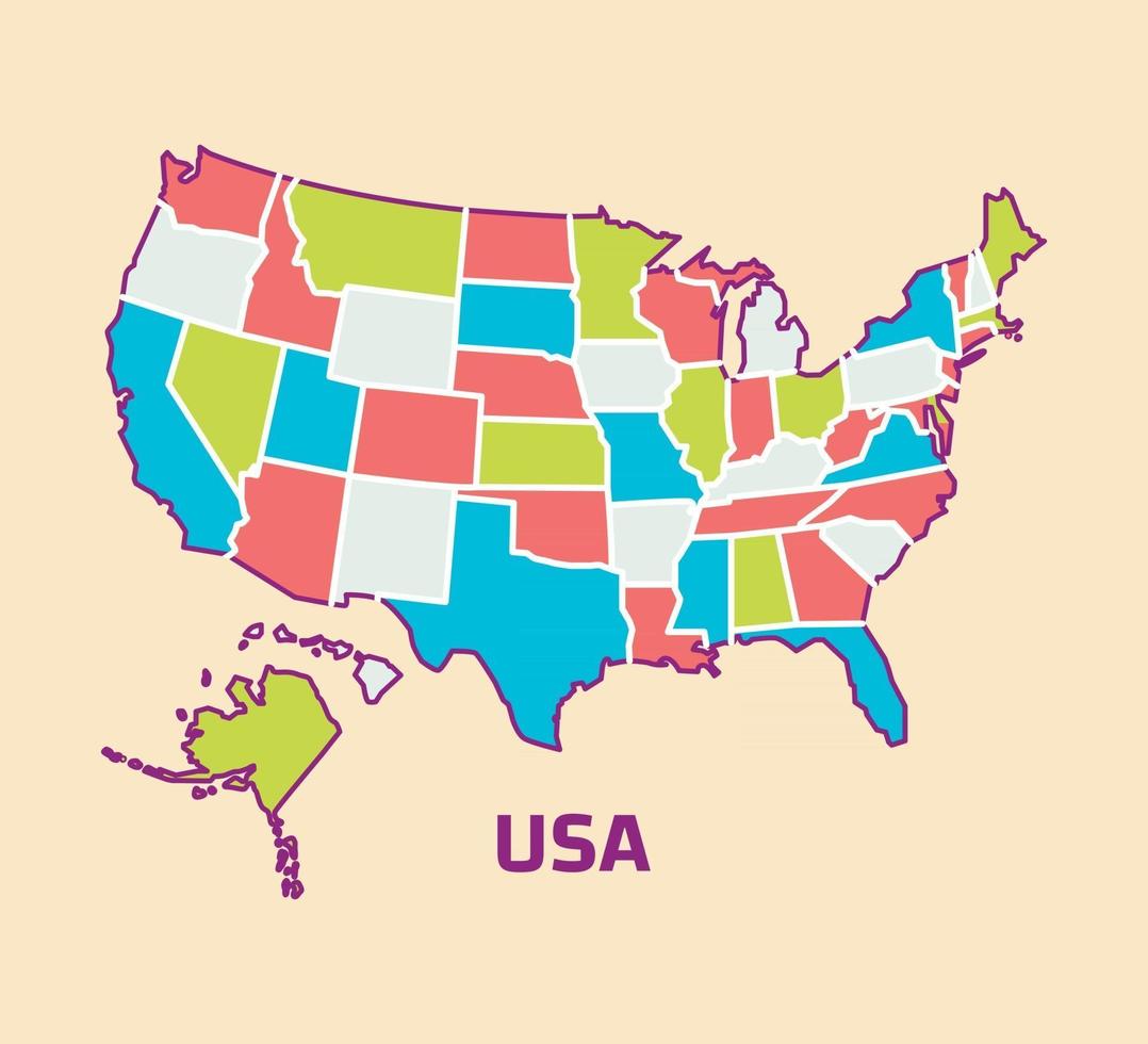 Colorful Map of USA vector