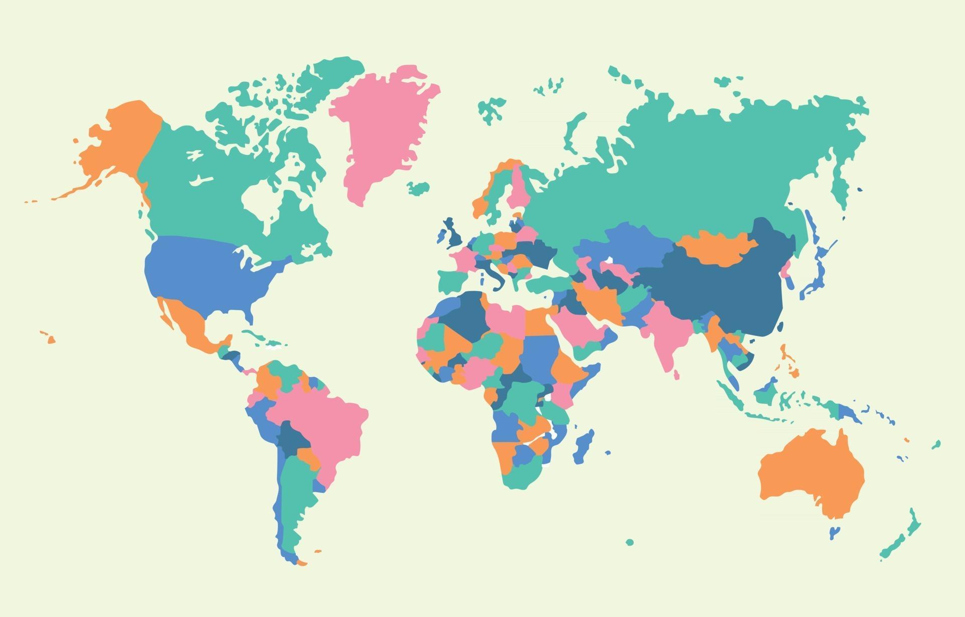 World Map Pastel Colors