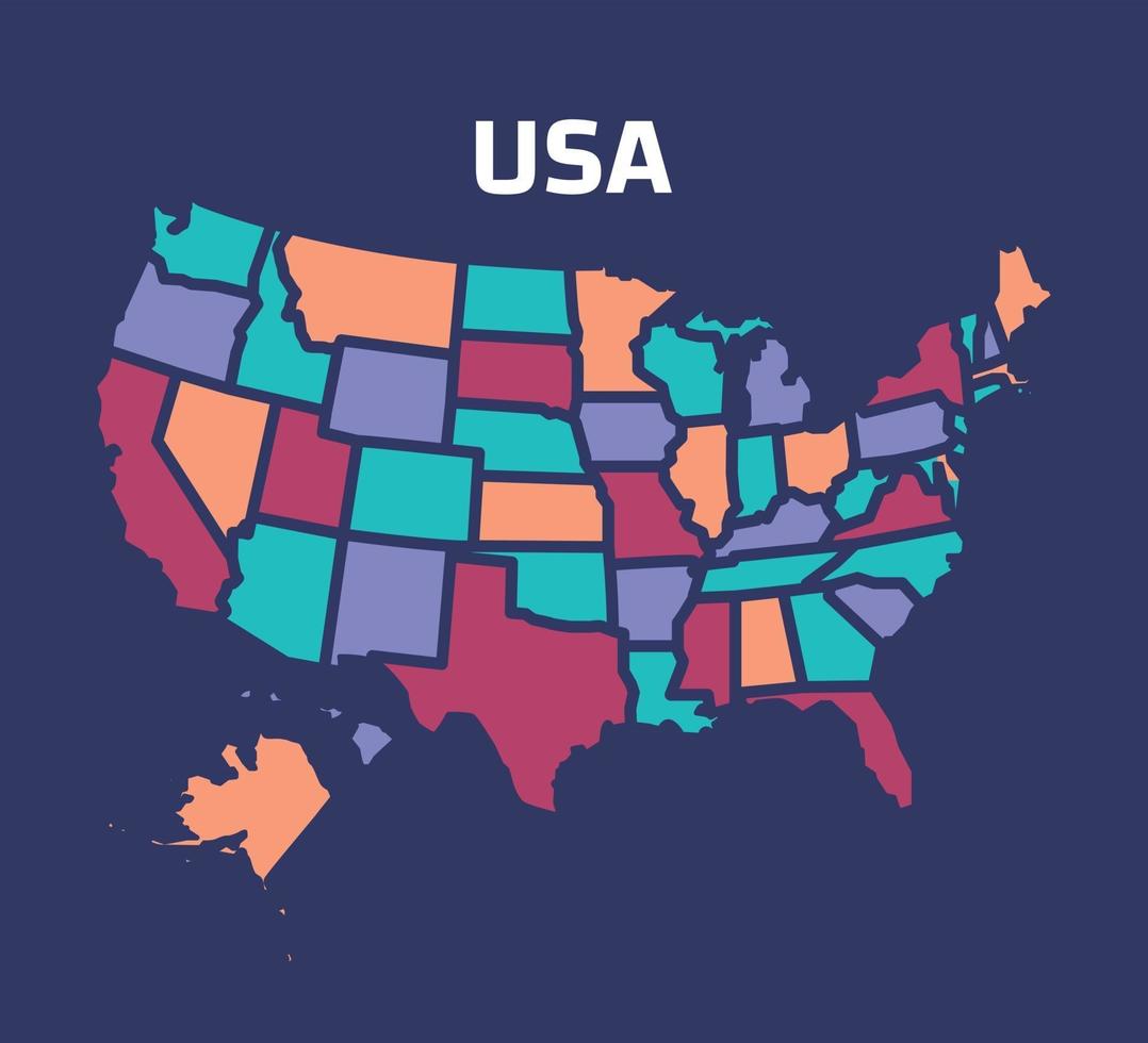 Colorful Map of USA vector