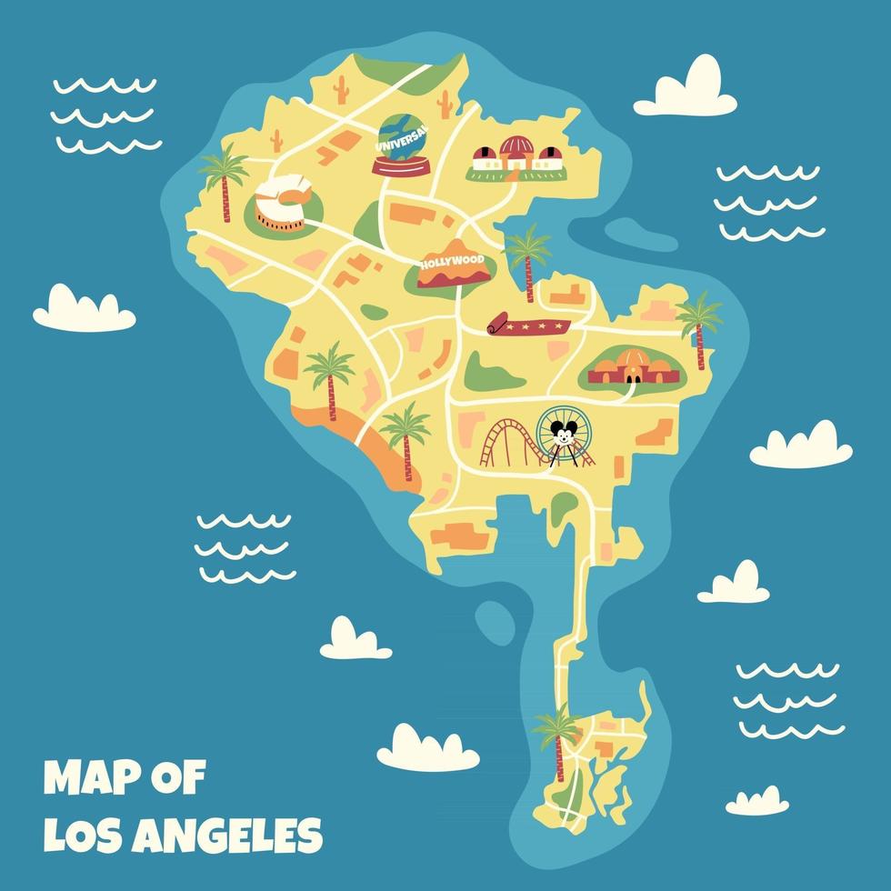 mapa de los angeles dibujado a mano vector