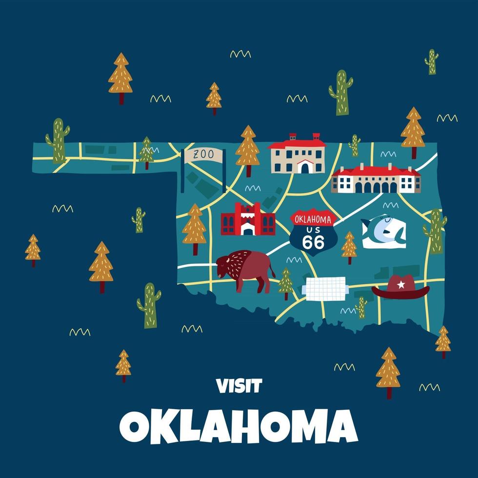 Handdrawn Flat Oklahoma Map vector