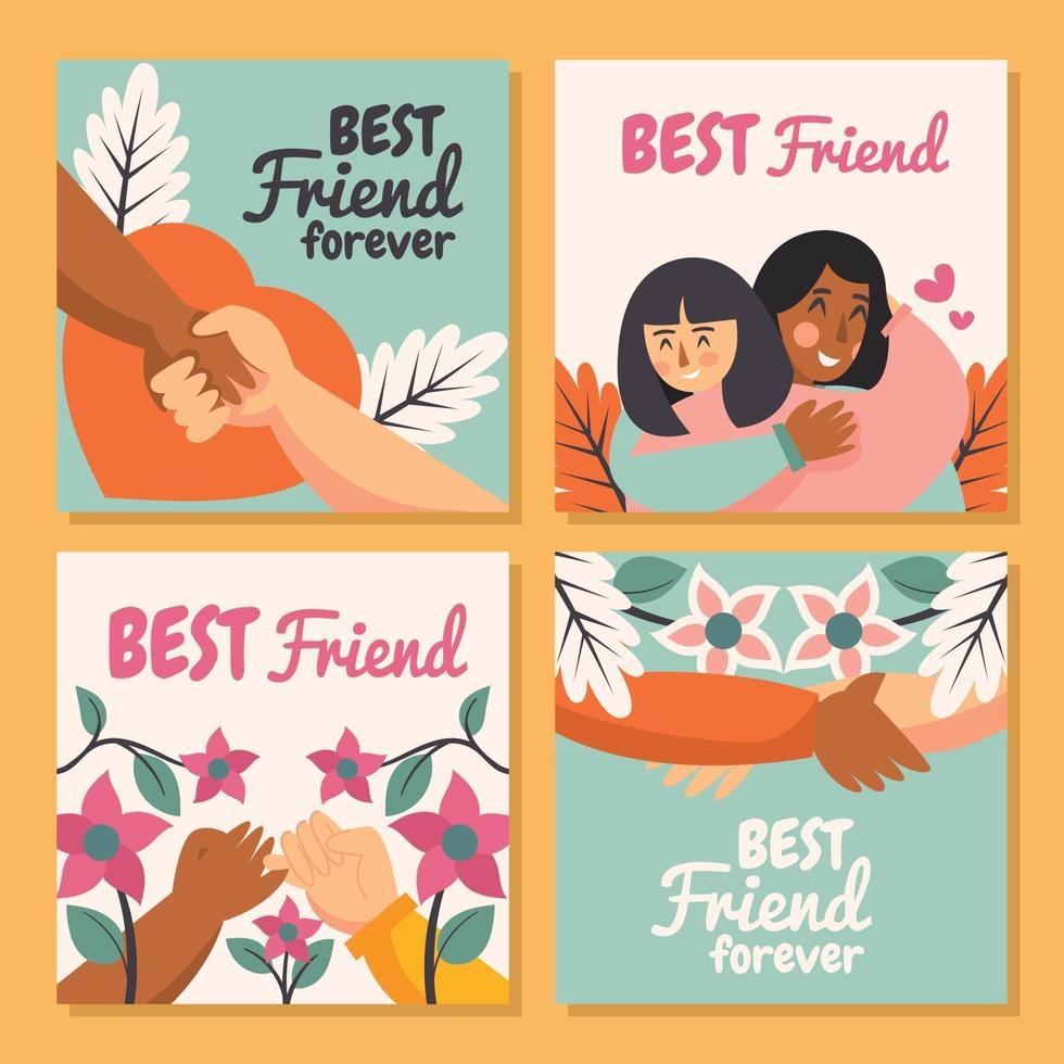 Four Cards Representing True Friendship vector