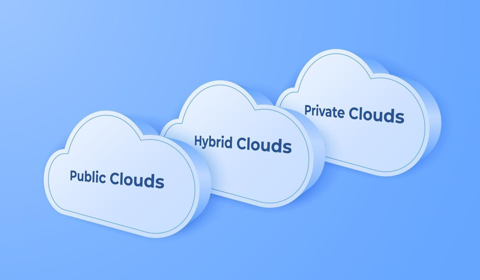 3D digital cloud computing technology background. Online service. vector art illustration