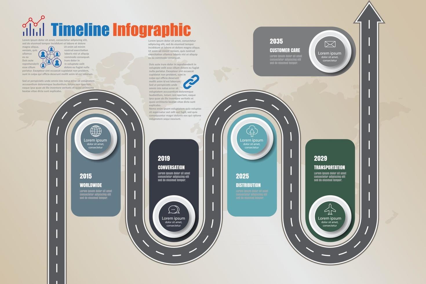 Business roadmap timeline infographic growing charts design for abstract template milestone element modern diagram process technology digital marketing data presentation chart Vector illustration