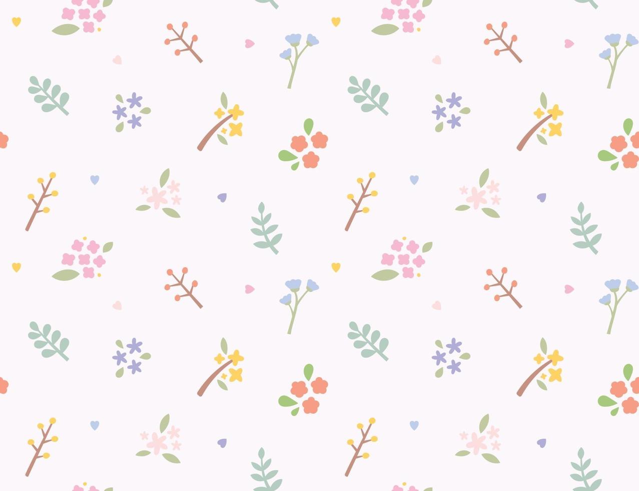 Simple and cute flower and leaf design seamless pattern. vector