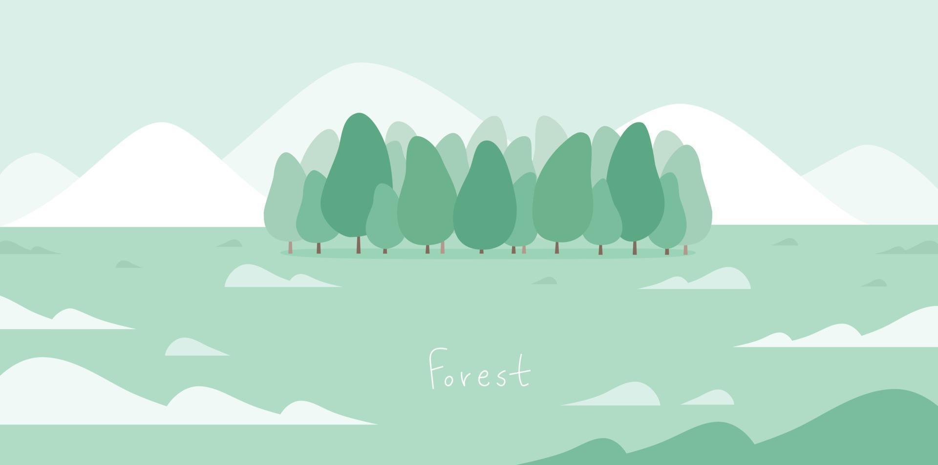 A natural landscape with cute trees. vector