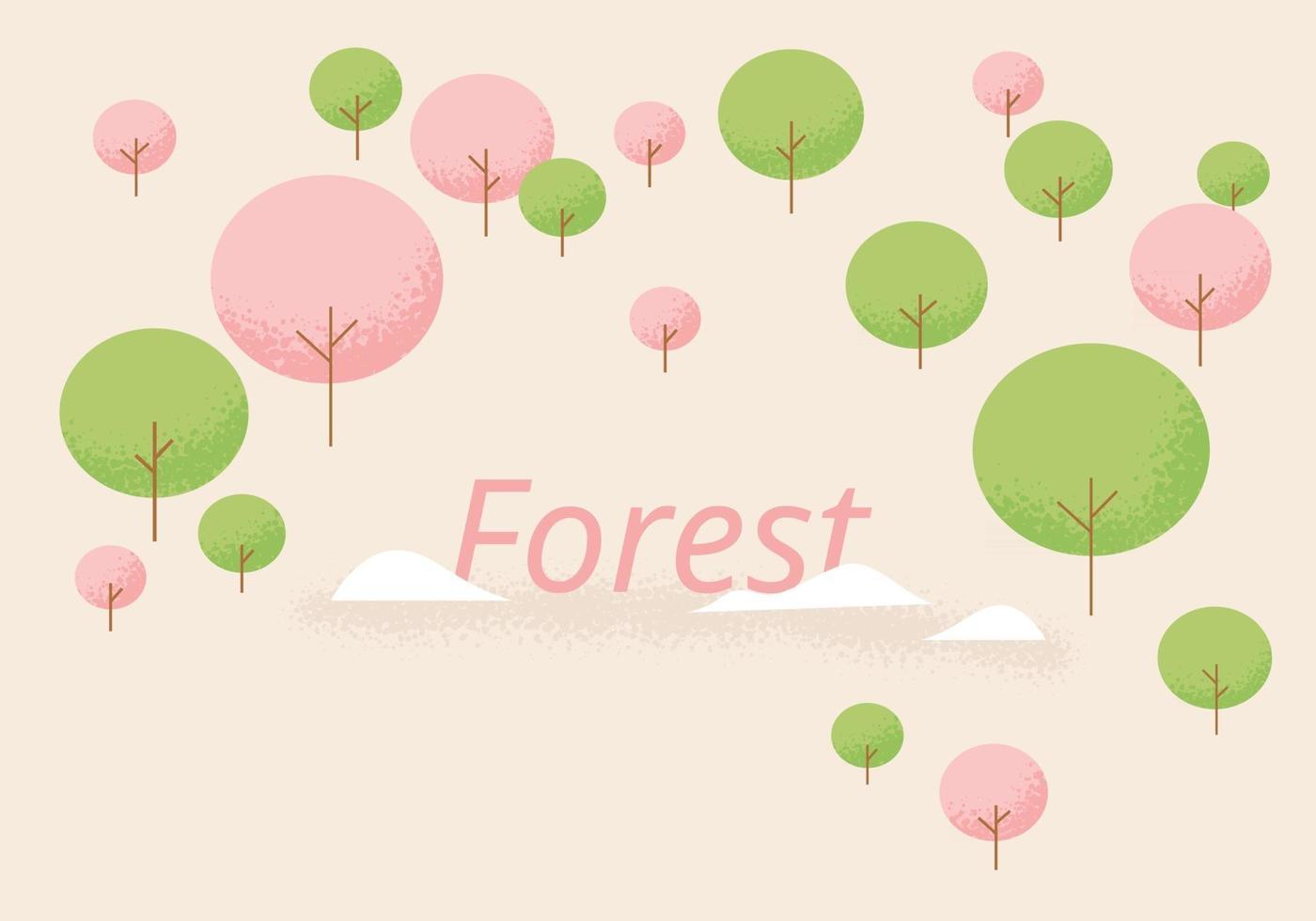 Fondo de bosque con árboles redondos. vector