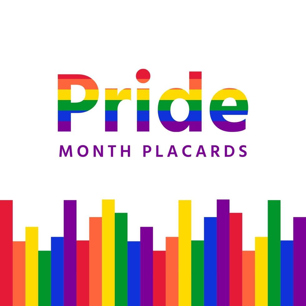 Pride month sign and with various square lines vector