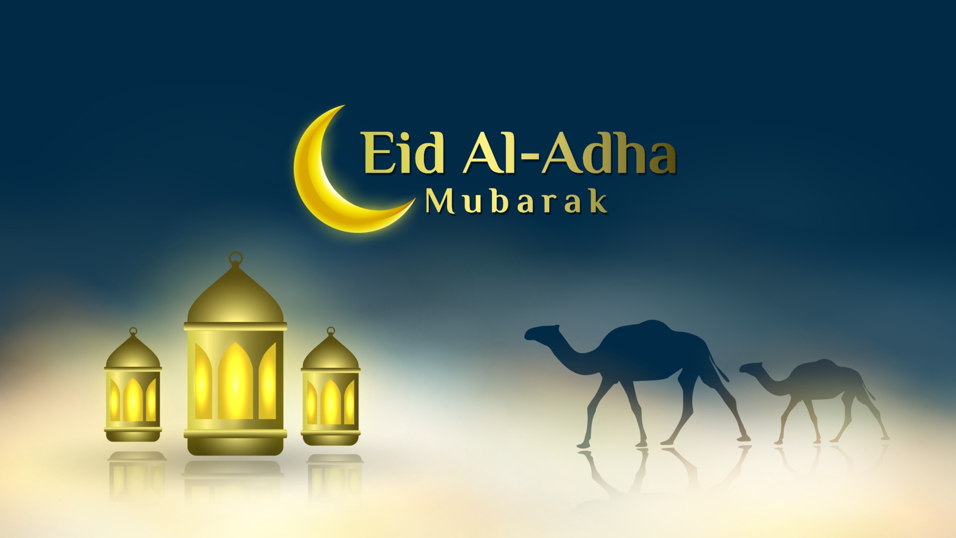 Beautiful Eid al-Adha background with lanterns and camels. 2859904 Vector  Art at Vecteezy