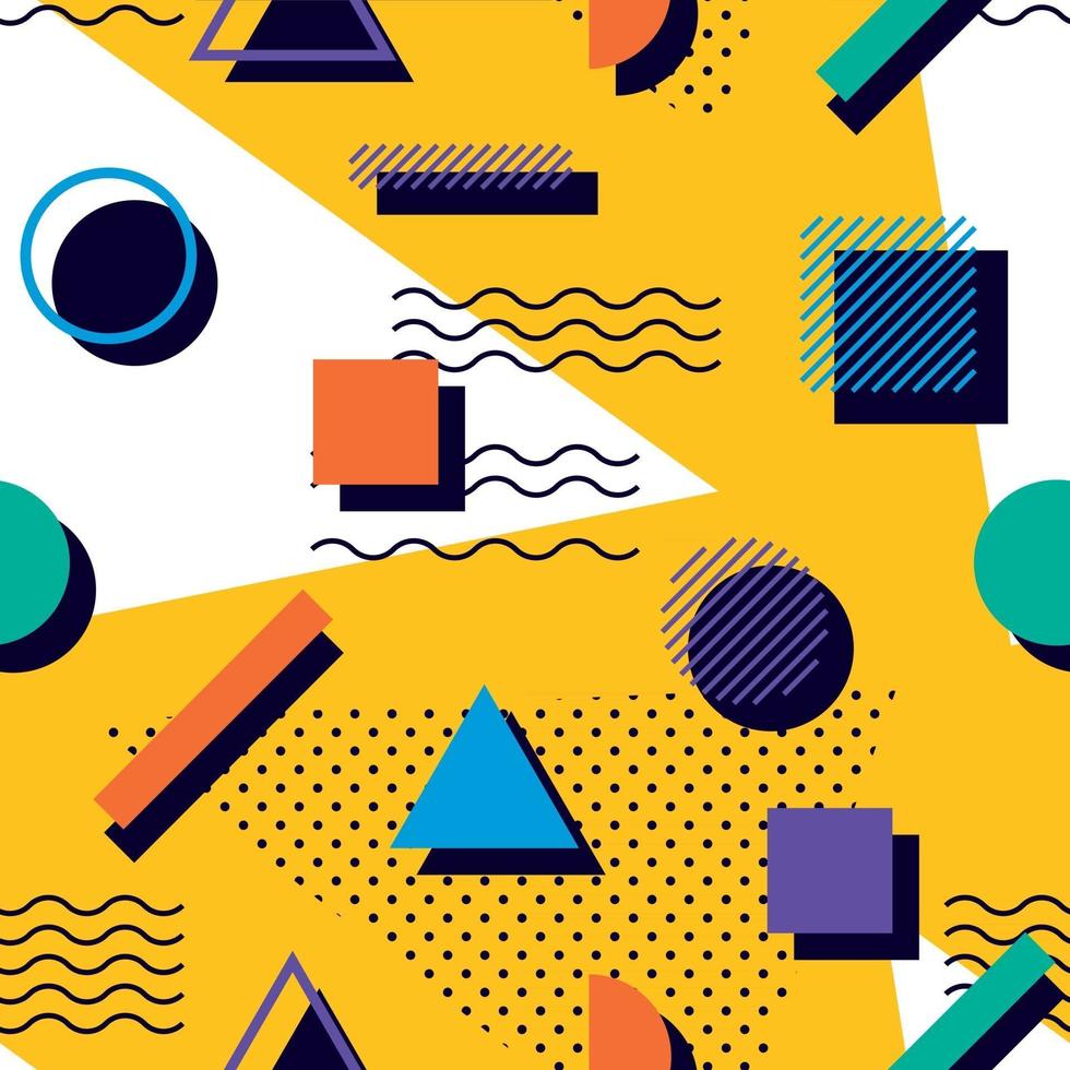 Colourful geometric memphis 90s pattern vector