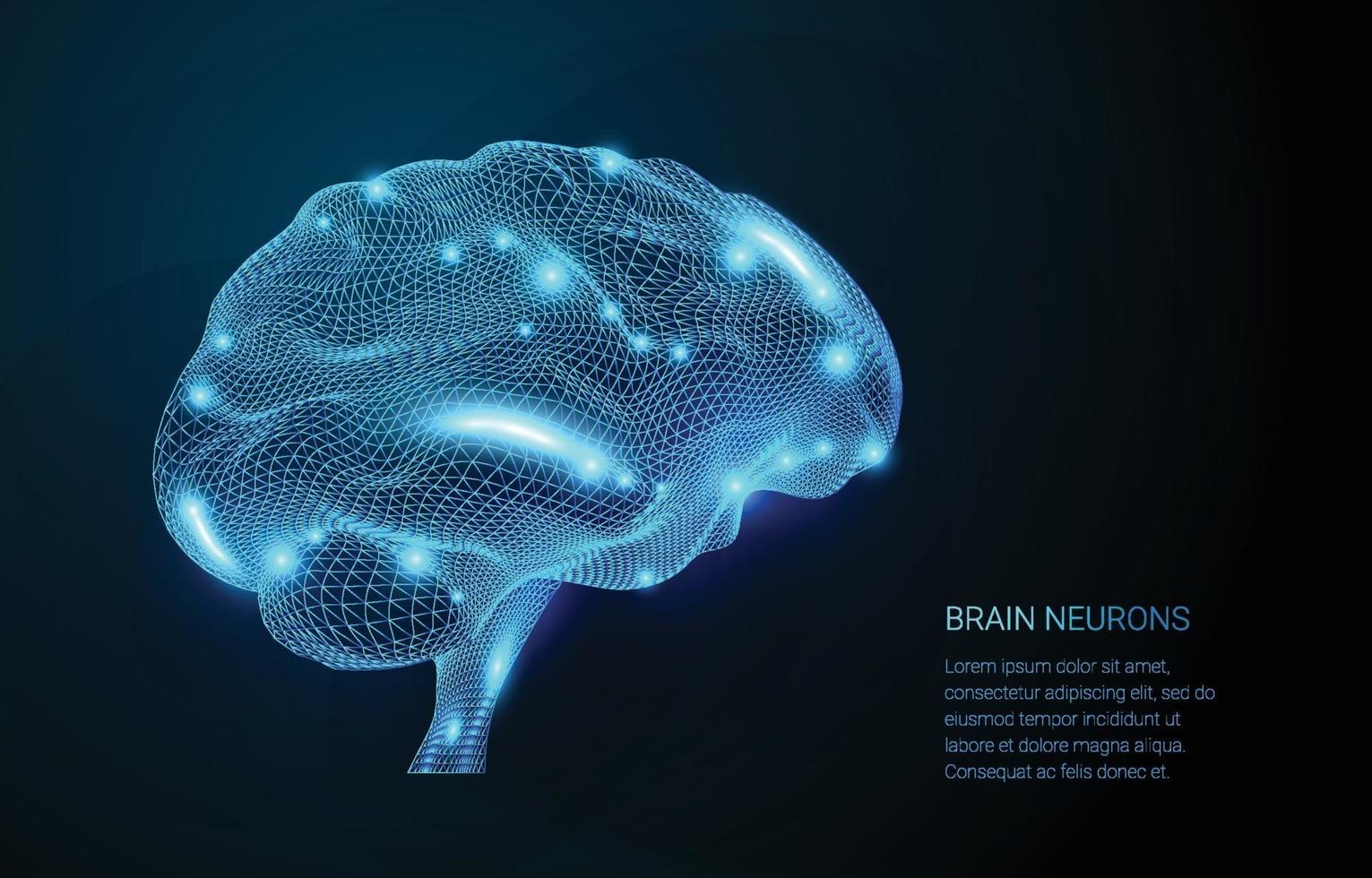 Wireframe Brain Neurons Concept vector