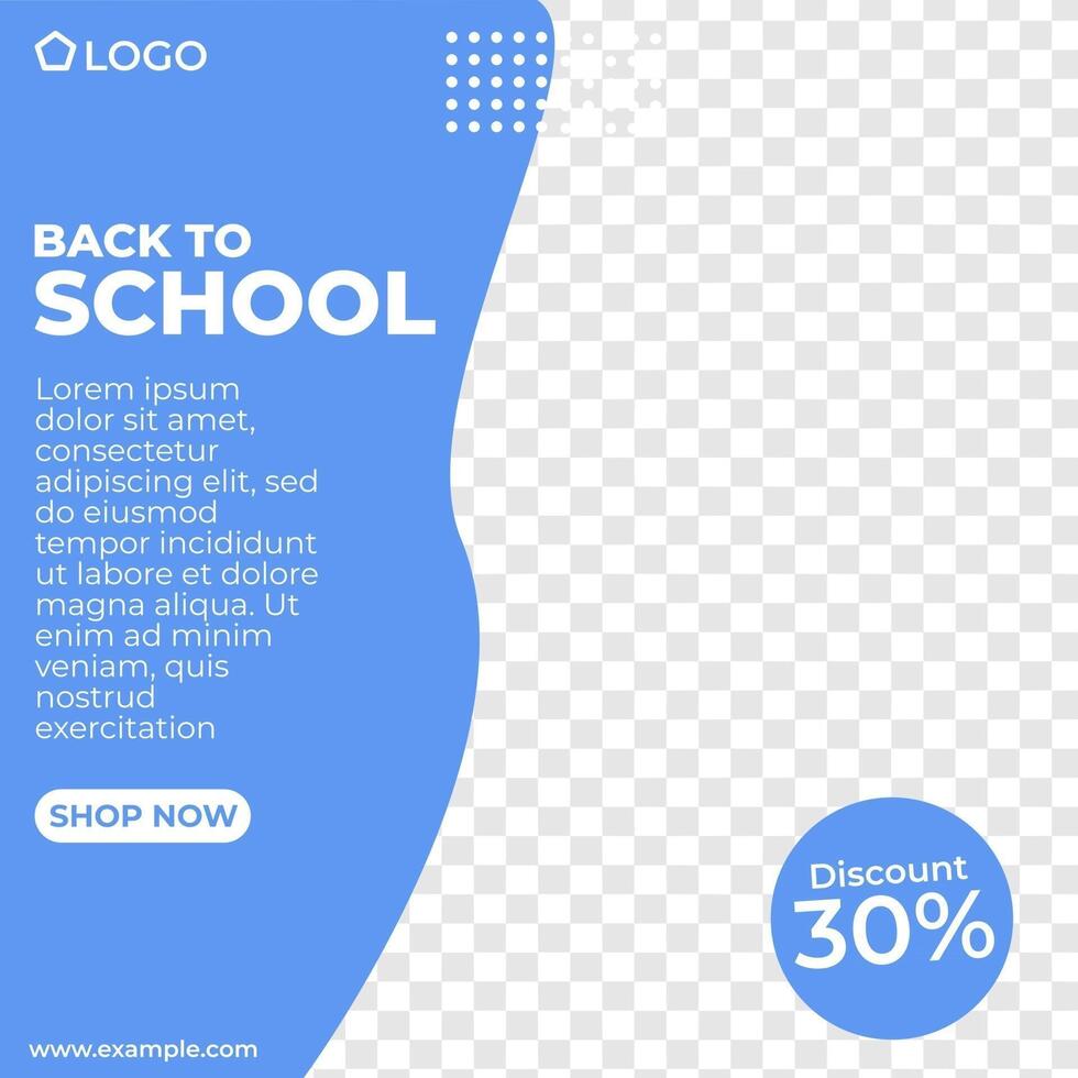 Back to school discount blue poster social media template memphis minimalist style vector