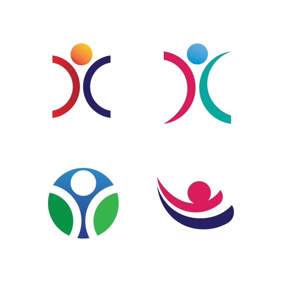logotipo de éxito marca de trabajo en equipo y logotipo de empresa, comunidad de vectores, unidad colorida y amistad, logotipo de cuidado de trabajo en equipo de socios vector