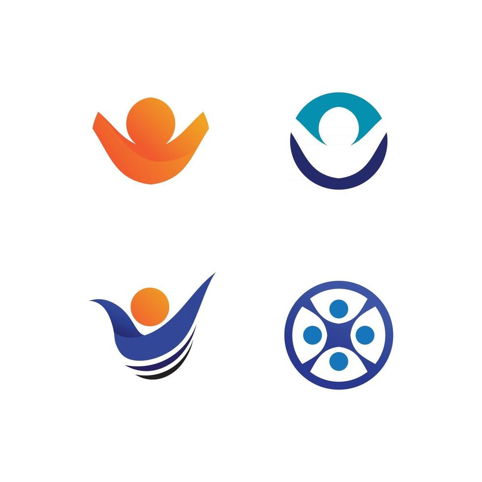 logotipo de éxito marca de trabajo en equipo y logotipo de empresa, comunidad de vectores, unidad colorida y amistad, logotipo de cuidado de trabajo en equipo de socios vector