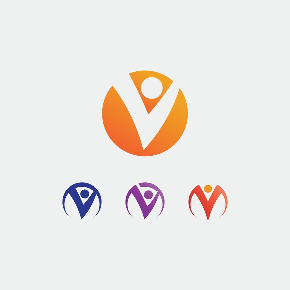 logotipo de la gente, equipo, trabajo exitoso de la gente, grupo y comunidad, logotipo de la empresa de grupo y del negocio y cuidado del diseño, icono de la familia logotipo de éxito de la comunidad vector