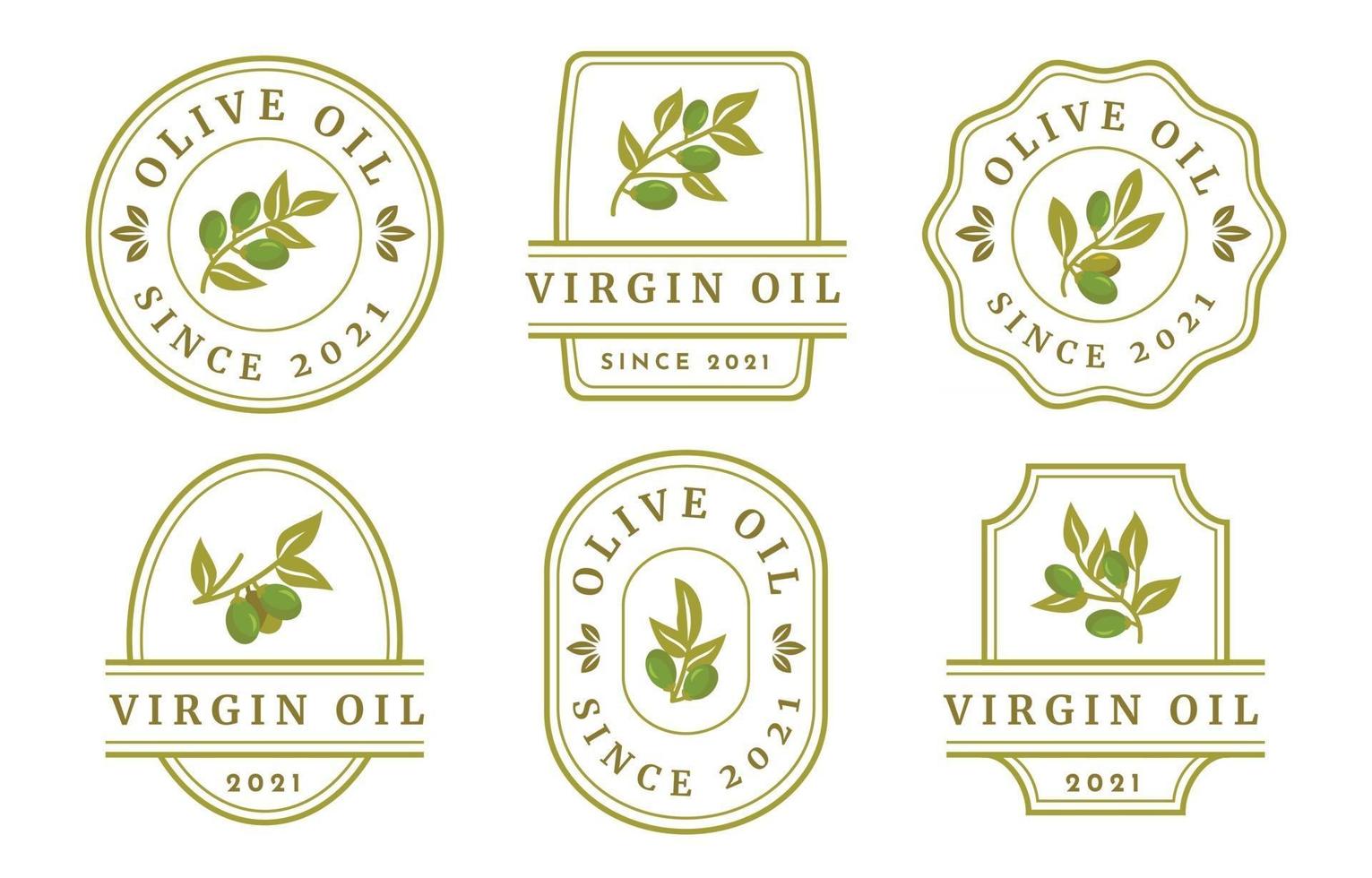 Olive oil label collections vector