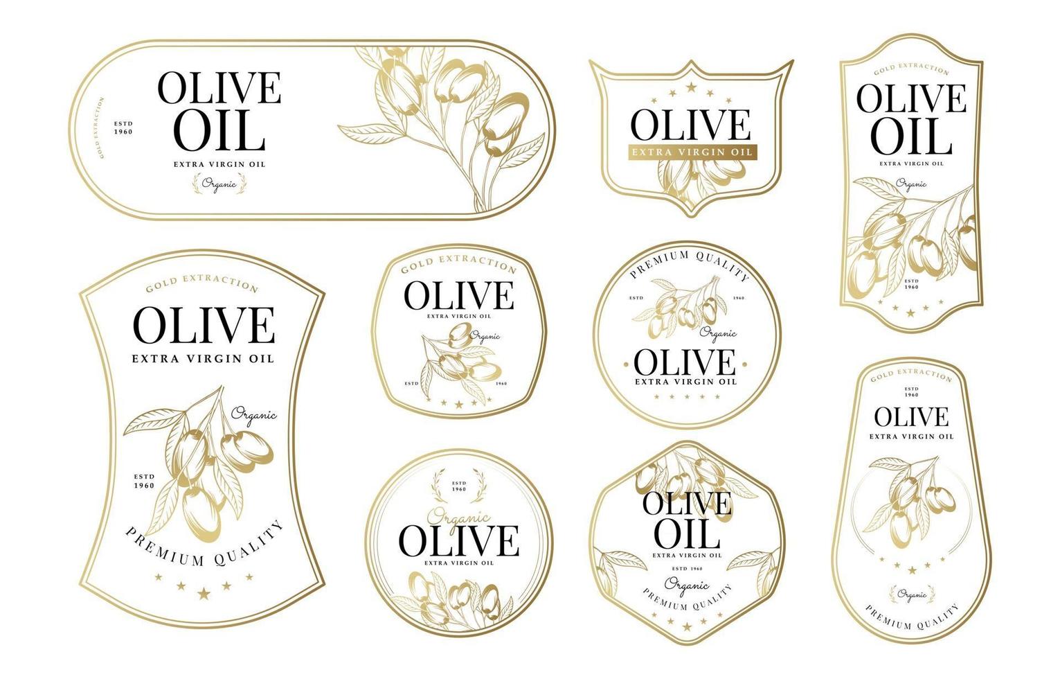 colección de insignias de olivo vector