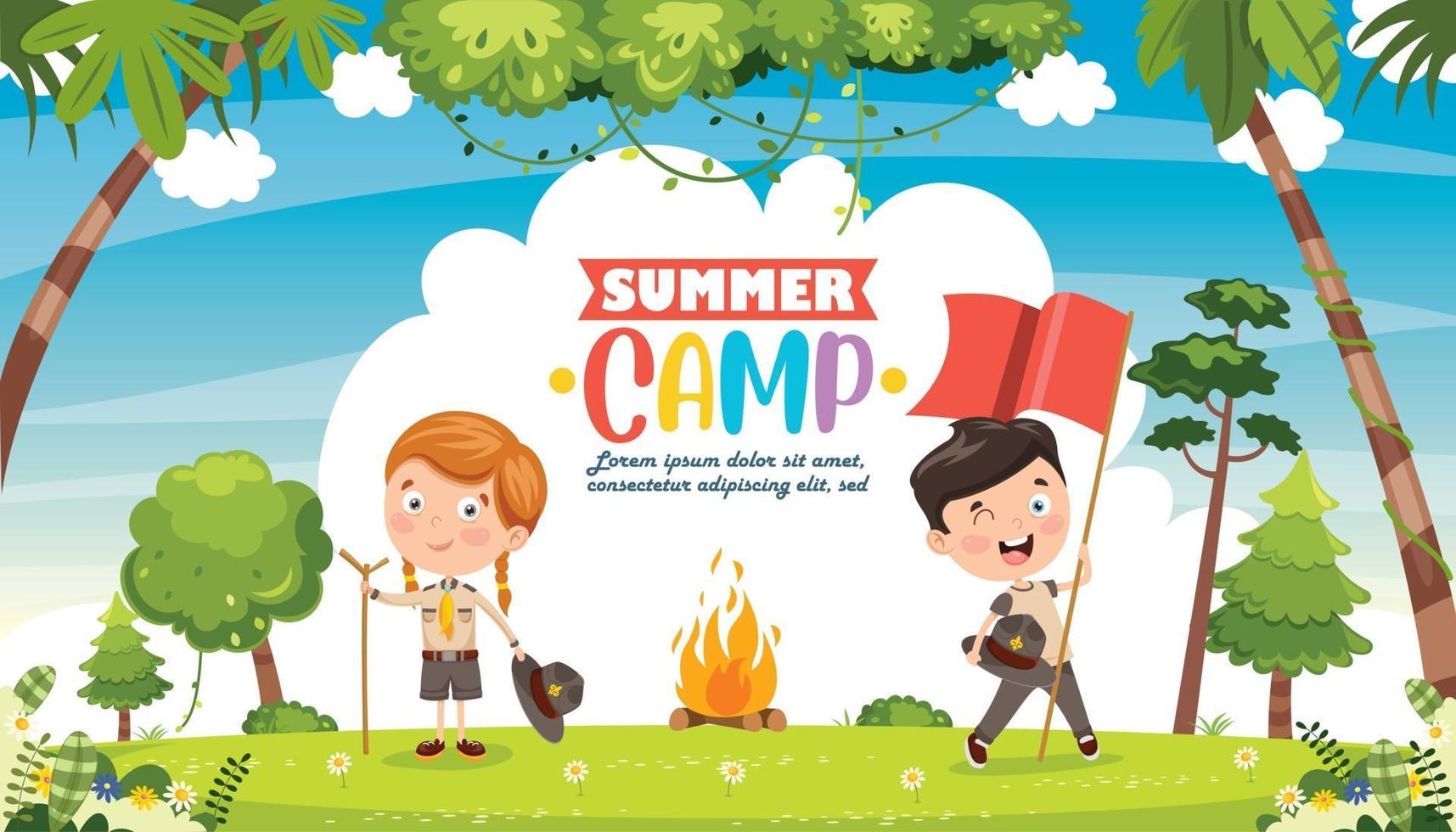 Funny Kids At Summer Camp vector