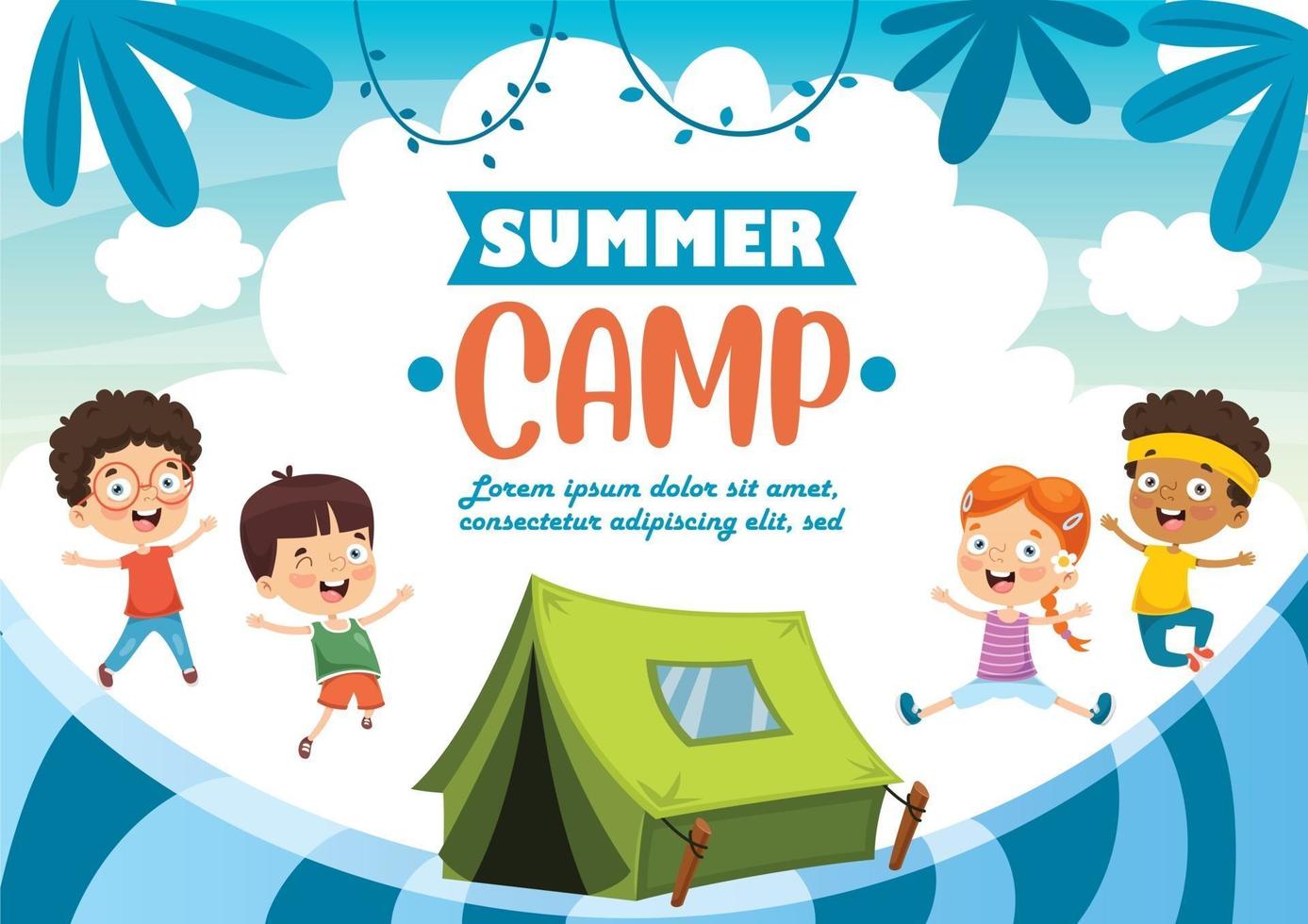 niños divertidos en el campamento de verano vector