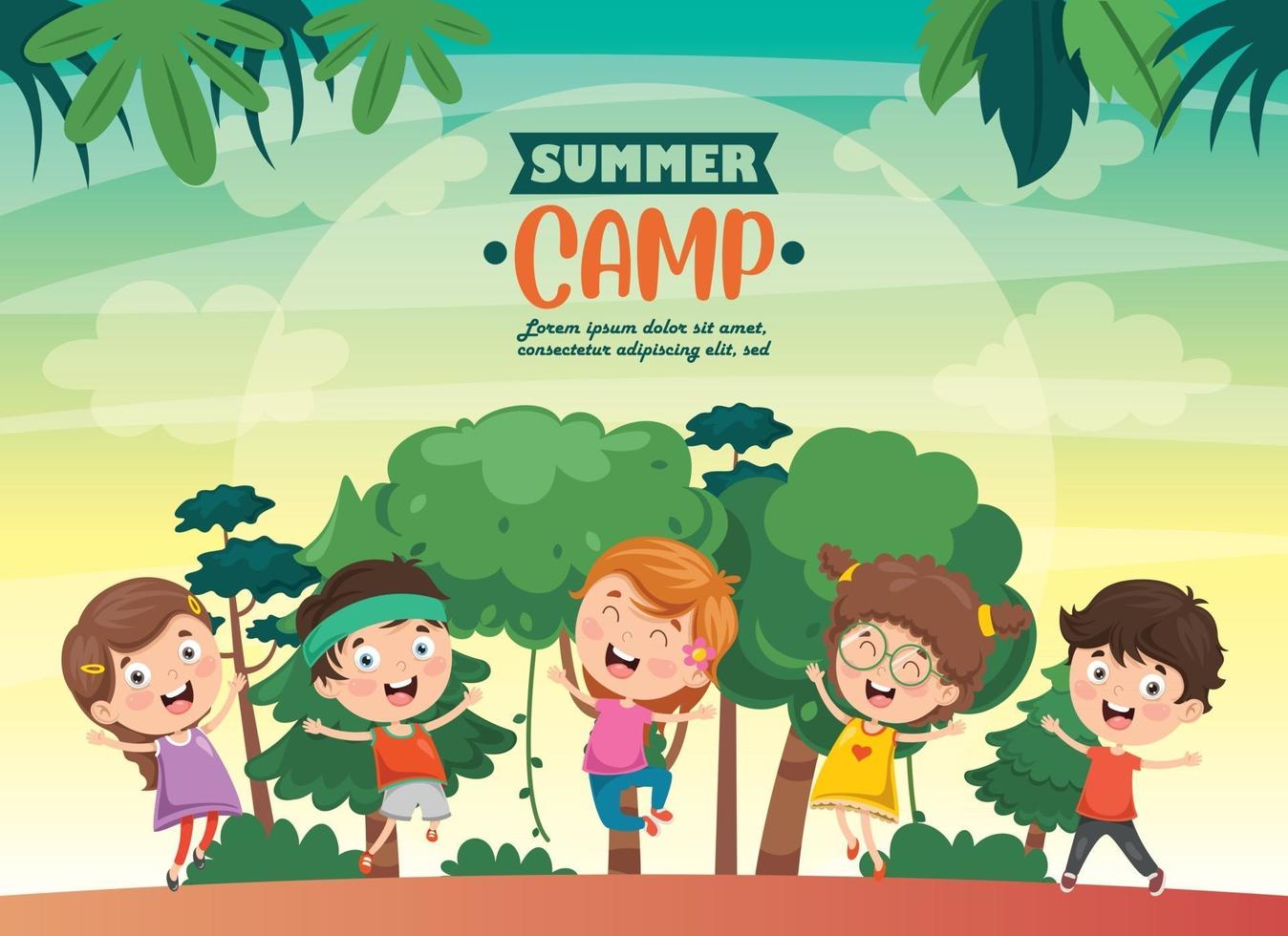 Funny Kids At Summer Camp vector