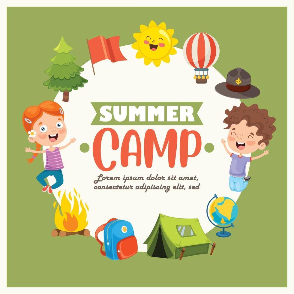 niños divertidos en el campamento de verano vector