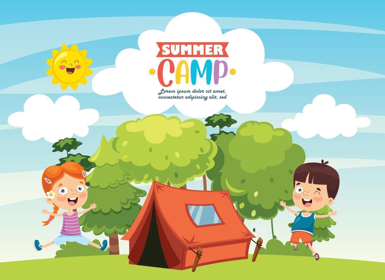 niños divertidos en el campamento de verano vector