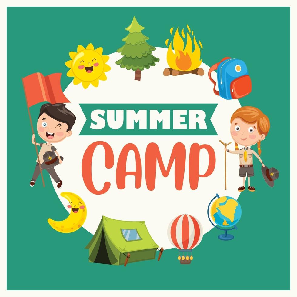 Funny Kids At Summer Camp vector