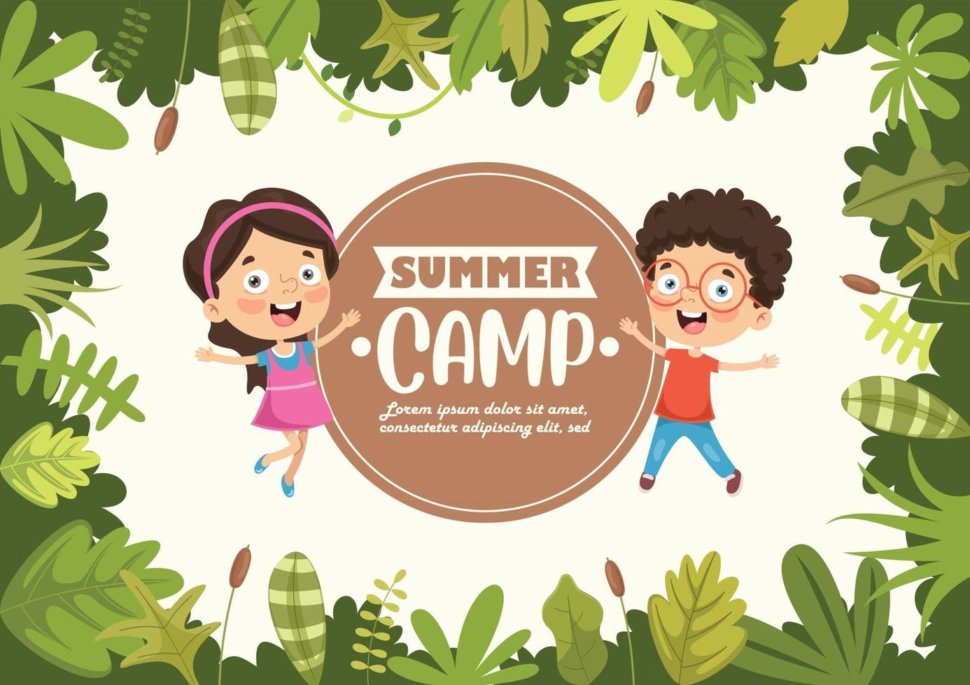 niños divertidos en el campamento de verano vector