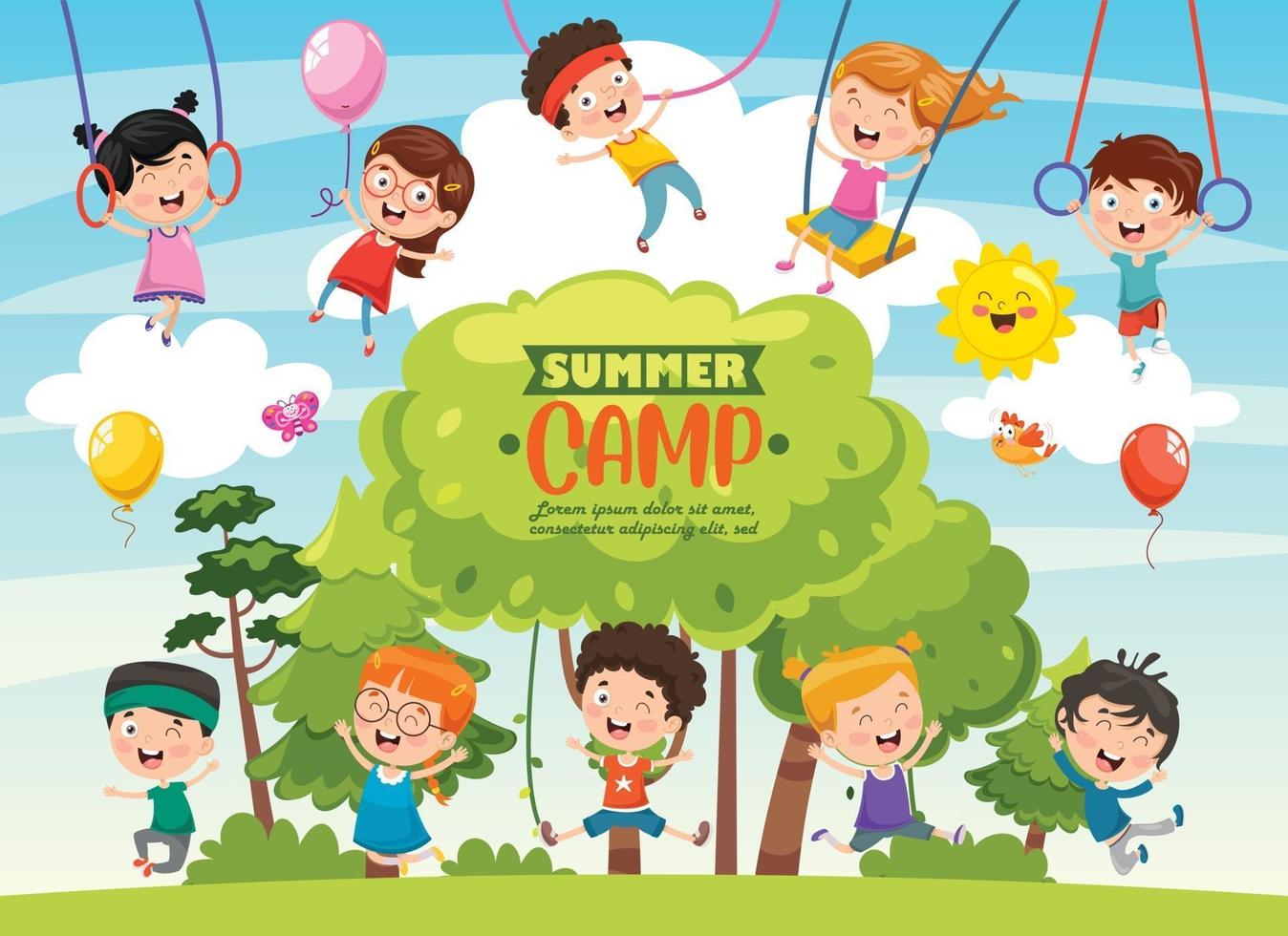 Funny Kids At Summer Camp vector