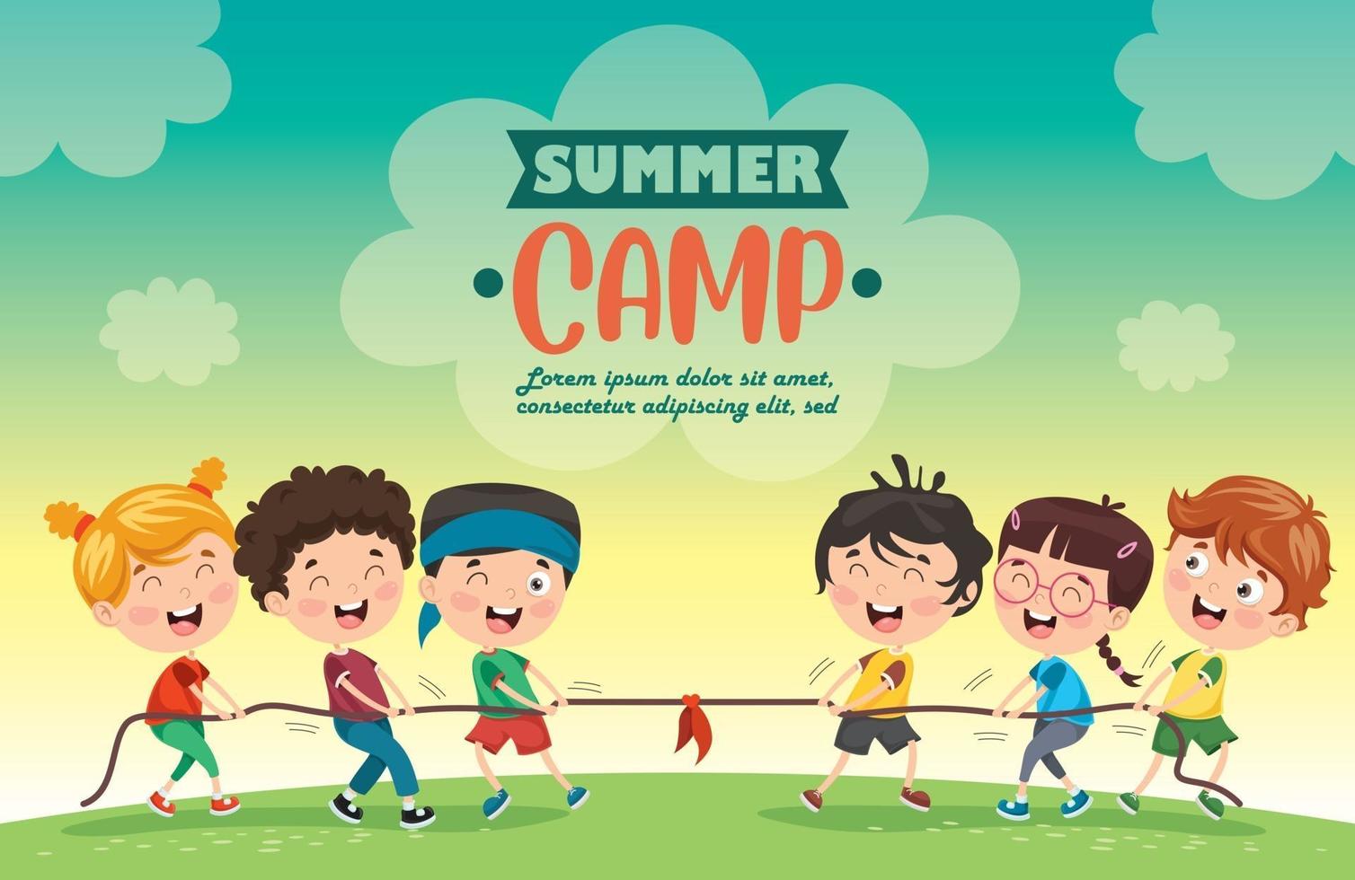 niños divertidos en el campamento de verano vector