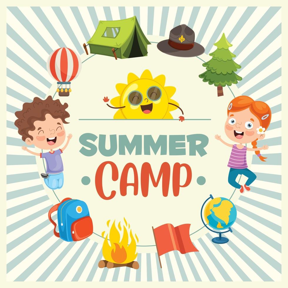 Funny Kids At Summer Camp vector