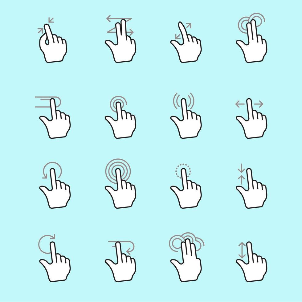 Computer Mouse Click Cursor Hand Icons Set vector