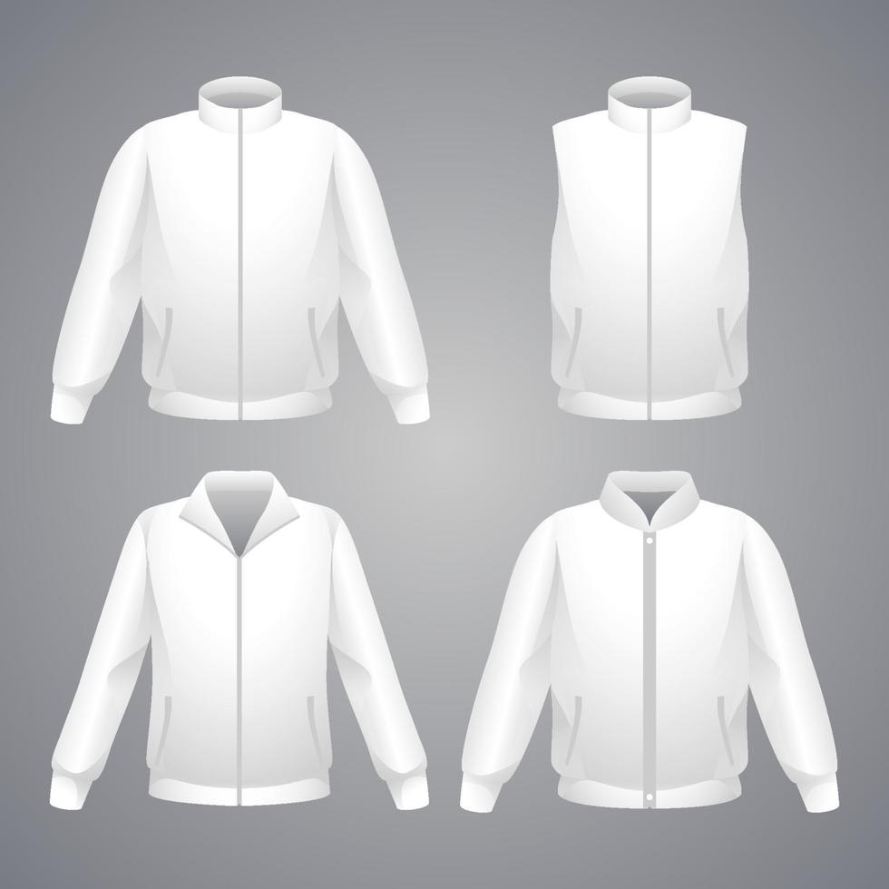conjunto de maqueta de chaqueta blanca vector