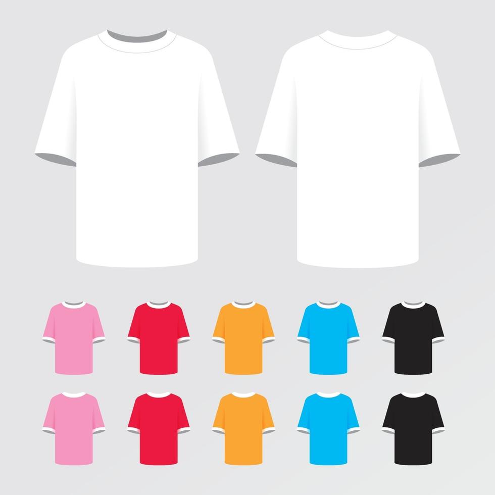 T-shirt mockup set. Vector illustration.