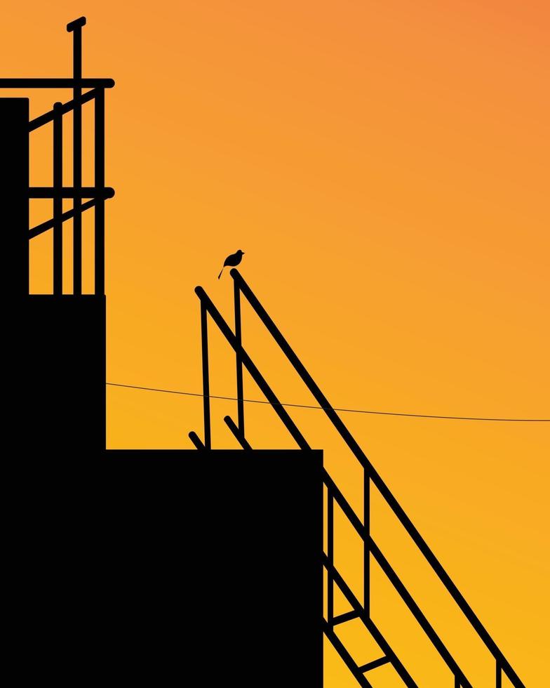 Rooftop At Sunset vector